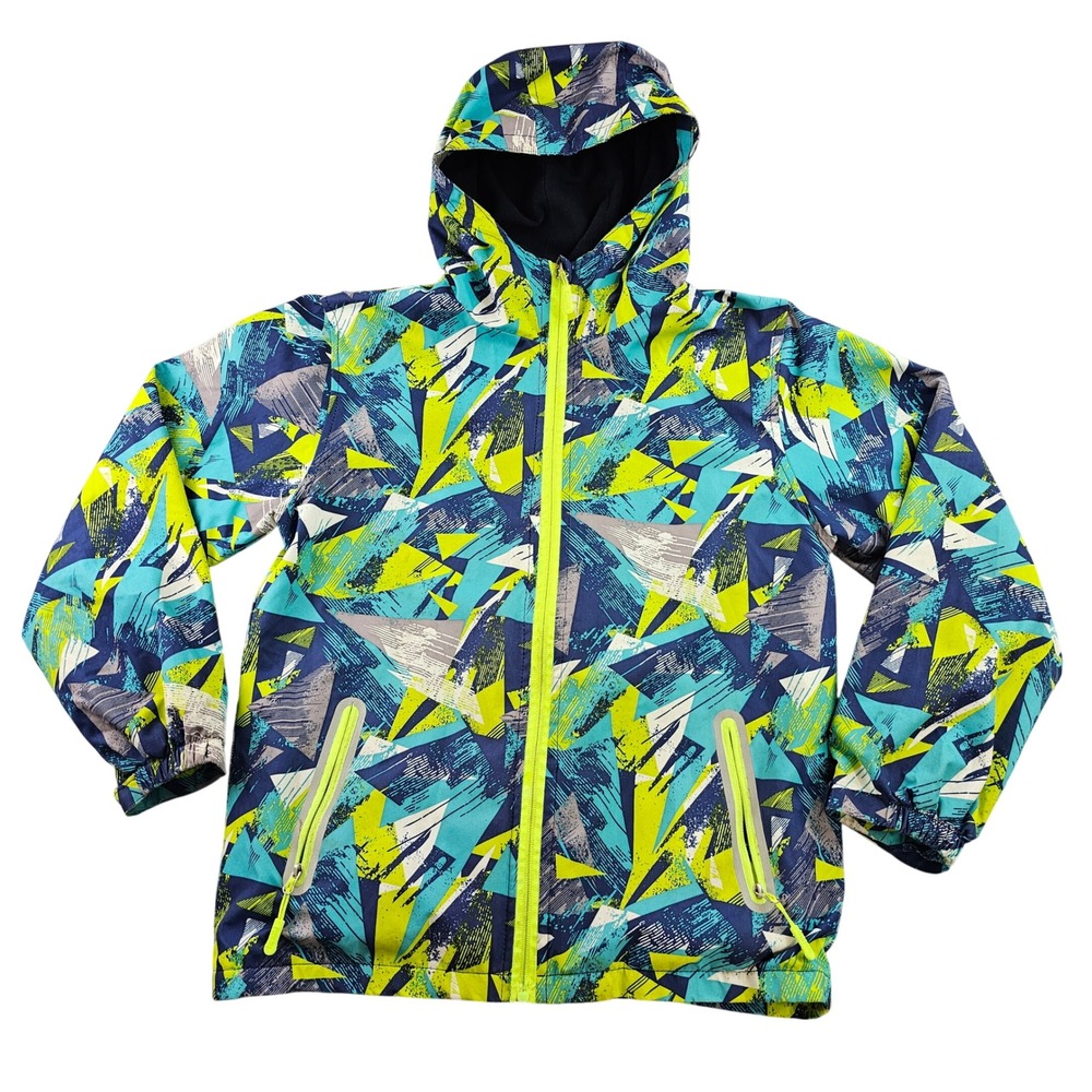 Top&Sky Windbreaker Jacket Kids XXL Multi Geometric Fleece Lined Hooded Full Zip